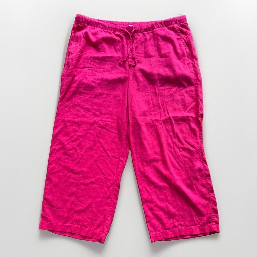 Gap Women's Linen Blend Pull-On Pant- Pink Size XXL Pockets Drawstring